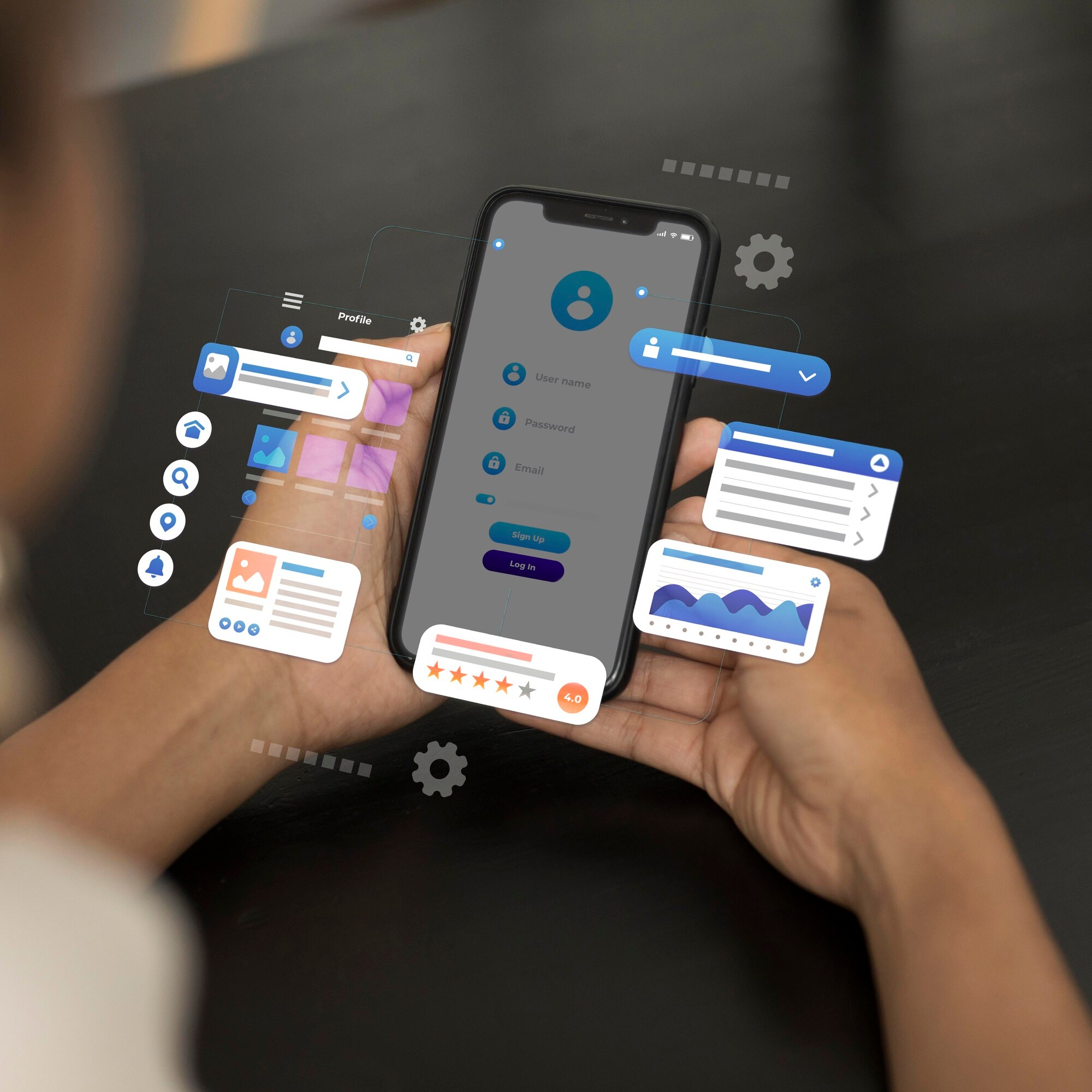 Mobile application development with smartphone interfaces